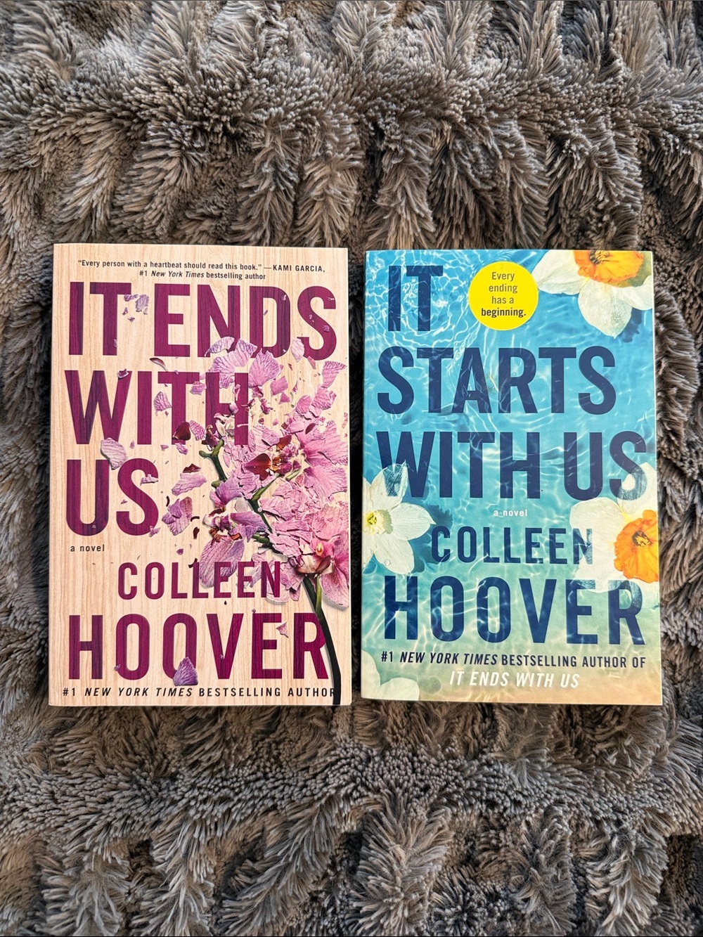It Ends With Us & It Starts With Us by Colleen Hoover - Pink & Blue Covers